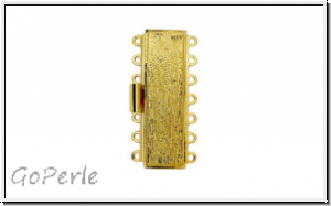 Federschlie�e "Rinde", Metall, 23kt gold plated, goldfb., 2x7 �sen, 1 Stk.