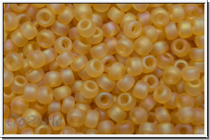 RR-11-0132fr, MIYUKI Rocailles, 11/0, gold, lt., trans., matte, AB, 10g