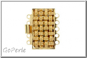 Federschlie�e "Flechtmuster", Metall, 23kt gold plated, goldfb., 2x5 �sen, 1 Stk.