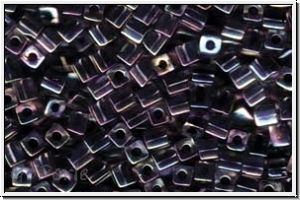 SB-04-0283, MIYUKI Squares, 4mm, crystal, trans., black-ld., AB, 10g