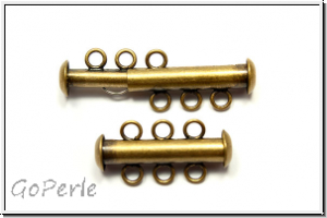 Schiebeschlie�e, 3 str�ngig, 22x11mm, antikmessingfb., Metall, 1 Stk.