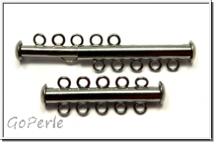 Schiebeschlie�e, 5 str�ngig, 31x11mm, hematitefb., Metall, 1 Stk.