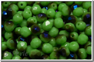 B�hm. Glasschliffperle, feuerpol., 4mm, jade, lt., op., half azuro, 50 Stk.