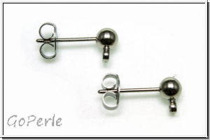 Ohrstecker "Kugel mit �se", 4mm, antiksilberfb., Edelstahl, 1 Paar