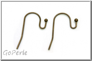 Ohrhaken "Perle", 21x12x0,7, antikmessingfb., Messing, 1 Paar