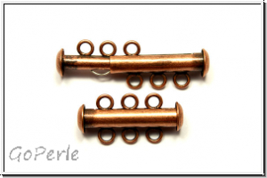 Schiebeschlie�e, 3 str�ngig, 22x11mm, antikkupferfb., Metall, 1 Stk.