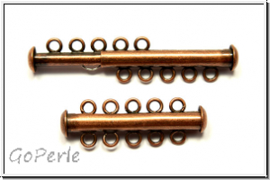 Schiebeschlie�e, 5 str�ngig, 31x11mm, antikkupferfb., Metall, 1 Stk.