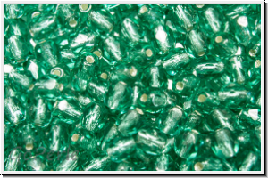 B�hm. Glasschliffperle, feuerpol., 4mm, turquoise, lt., trans., silver-ld., 50 Stk.