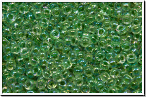 RR-15-0277, MIYUKI Rocailles, 15/0, crystal, trans., lime-ld., AB, 5g