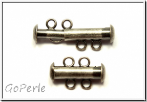 Schiebeschlie�e, 2 str�ngig, 17x11mm, antiksilberfb., Metall, 1 Stk.
