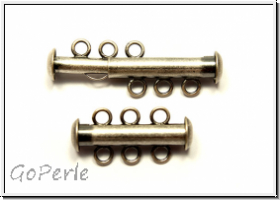 Schiebeschlie�e, 3 str�ngig, 22x11mm, antiksilberfb., Metall, 1 Stk.