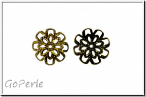 Perlenkappe "8 Petals", filigran, 14x6mm, antikmessingfb., Messing, 10 Stk.