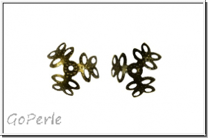 Perlenkappe "Blattkranz", 12x10mm, antikmessingfb., Messing, 10 Stk.