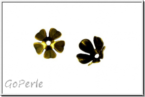 Perlenkappe "Potentilla", 8x4,5mm, antikmessingfb., Messing, 10 Stk.