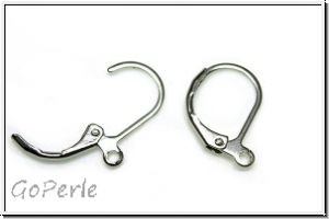 Klappbrisur "einfach", 15x10mm, silberfb., Messing, 1 Paar