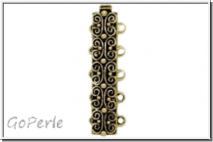 Federschlie�e "Gotik", Metall, 23kt gold plated, antikgoldfb., 2x5 �sen, 1 Stk.