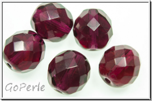 B�hm. Glasschliffperle, feuerpol., 12mm, wine, trans., 5 Stk.