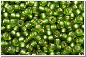 RR-11-0026f, MIYUKI Rocailles, 11/0, olivine, trans., silver-ld., matte, 10g