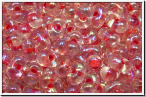 BB-0276, MIYUKI Berry Beads, 4,5x2,5mm, crystal, trans., dk. coral-ld., AB, 10g
