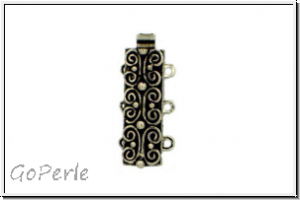 Federschlie�e "Gotik", Metall, old palladium plated, antiksilberfb., 2x3 �sen, 1 Stk.