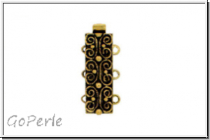Federschlie�e "Gotik", Metall, 23kt gold plated, antikgoldfb., 2x3 �sen, 1 Stk.