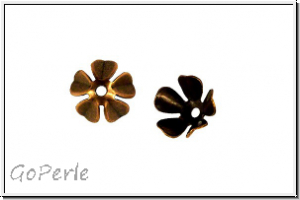 Perlenkappe "Potentilla", 8x4,5mm, antikkupferfb., Messing, 10 Stk.