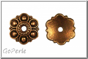 Perlenkappe "Tautropfen", 13x3mm, antikkupferfb., Messing, 2 Stk.