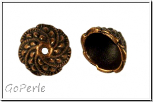 Perlenkappe "Drop Spiral", 10,5x5mm, antikkupferfb., Tibetsilber, 2 Stk.