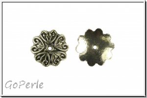 Perlenkappe "Herzchenmotiv", 13x2mm, antiksilberfb., Tibetsilber, 2 Stk.