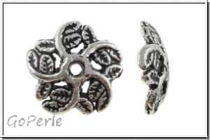 Perlenkappe "Blattkranz", 11x2,8mm, antiksilberfb., Tibetsilber, 10 Stk.