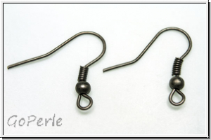 Ohrhaken "Fischhaken", 19x18x0,7mm, tarnish silver, Messing, 1 Paar