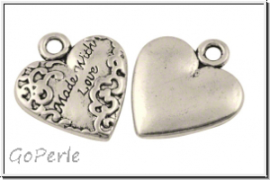 Anh�nger "Made with Love-Herz", 20x18x2,5mm, antiksilberfb., Tibetsilber, 1 Stk.
