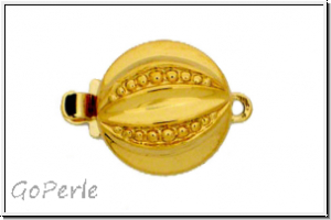 Federschlie�e "Kerbenkugel", Metall, 23kt gold plated, goldfb., 2x1 �se, 1 Stk.