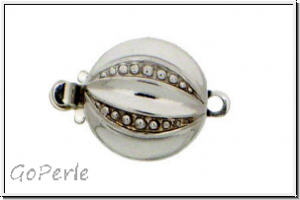 Federschlie�e "Kerbenkugel", Metall, rhodium plated, silberfb., 2x1 �se, 1 Stk.