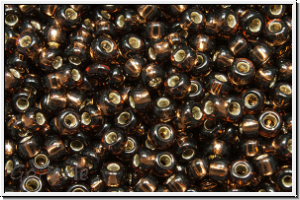 RR-11-0029, MIYUKI Rocailles, 11/0, root beer, trans., silver-ld., 10g