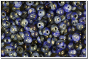 b�hm. Glasperle, rund, 4mm, blau/schwarz, op., 50 Stk.
