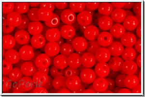 b�hm. Glasperle, rund, 4mm, red, op., 50 Stk.