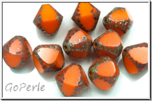b�hm. Glasperle, Bicone, 12mm, table cut, orange, op., 10 Stk.