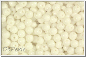 b�hm. Glasperle, rund, 4mm, white, op., 50 Stk.