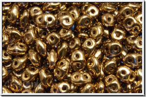 SD-00030-90215, SuperDuo Beads, crystal, trans., 24K goldbronze, 10g
