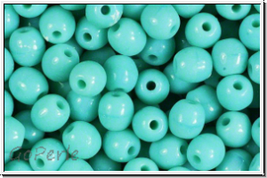 b�hm. Glasperle, rund, 6mm, turquoise, op., 25 Stk.