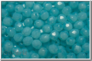 B�hm. Glasschliffperle, feuerpol., 4mm, aqua, opal, 50 Stk.