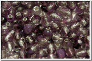 B�hm. Glasschliffperle, feuerpol., 4mm, crystal lila ombriert, trans., silver-ld., 50 Stk.