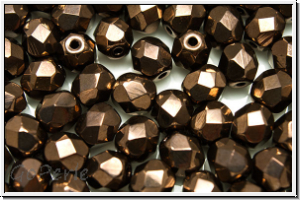 B�hm. Glasschliffperle, feuerpol., 6mm, bronze, met., 25 Stk.
