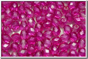 B�hm. Glasschliffperle, feuerpol., 4mm, crystal, trans., pink coated, 50 Stk.