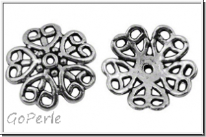 Perlenkappe "Herzchenmuster", 18x4mm, antiksilberfb., Tibetsilber, 1 Stk.