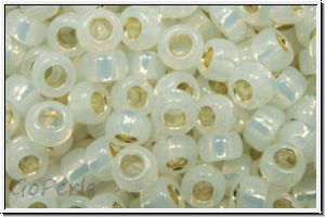 R-08-2100, TOHO Rocailles, 08/0, white, opal, silver-ld., 10g