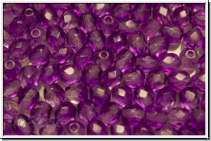 B�hm. Glasschliffperle, feuerpol., 4mm, crystal, trans., magenta coated, 50 Stk.