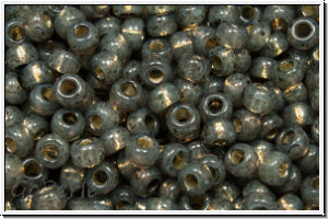 RR-08-0650, MIYUKI Rocailles, 08/0, grey (dyed), alabaster, silver-ld., 10g