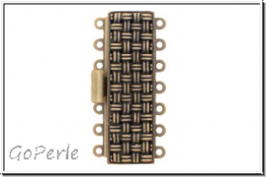 Federschlie�e "Flechtmuster", Metall, old brass plated, antikmessingfb., 2x7 �sen, 1 Stk.